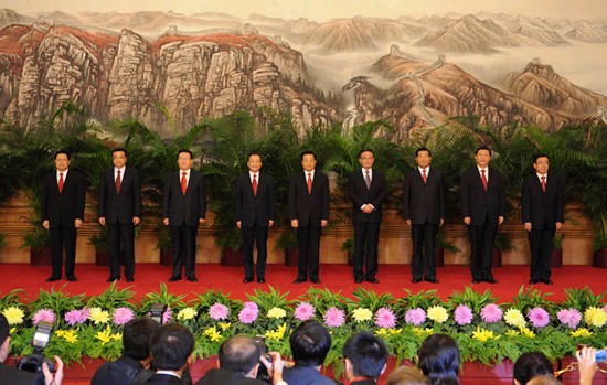 党的十七届一中全会选举胡锦涛为中央委员会总书记 选举胡锦涛、吴邦国、温家宝、贾庆林、李长春、习近平、李克强、贺国强、周永康为中央政治局常委