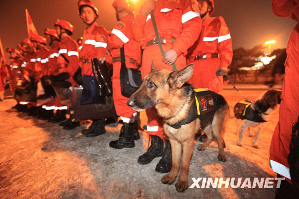 1月13日，中国国际救援队队员在首都机场登机，前往发生强烈地震的海地执行救援任务。