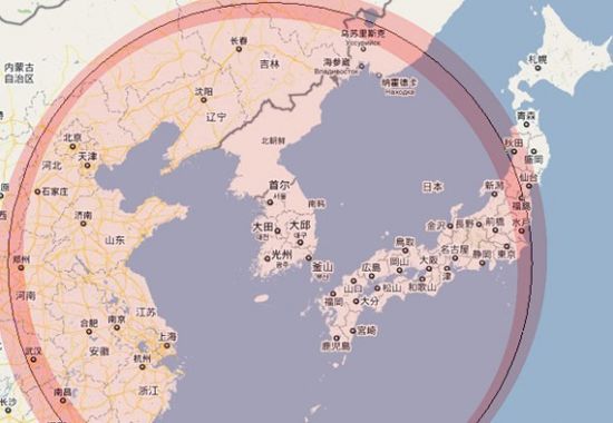 韩国“玄武-3C”巡航导弹射程覆盖范围示意图 图片来源：新华网