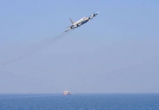 资料图：日本海上自卫队向吉布提基地派遣的第三批P-3C空中巡逻机正在亚丁湾上空巡逻