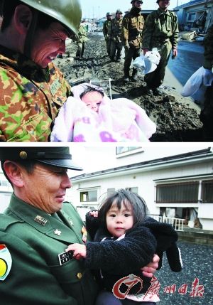2011年3月14日，地震后3天，日本自卫队在仙台东北部的一个村救出4个月大的女婴；如今，这个小女孩已经16个月大了。 