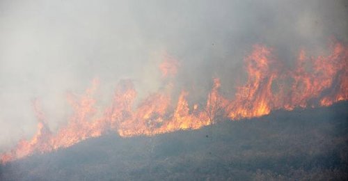 组图：山西盂县北下庄乡发生山林大火
