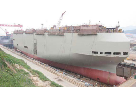 美：中国建造大型滚装船 可装载上千辆装甲车[图]