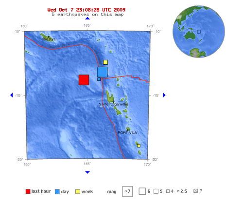 瓦努阿图附近海域发生2次7级以上地震