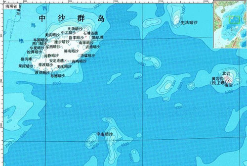 资料图:南海海域部分岛屿地理位置图