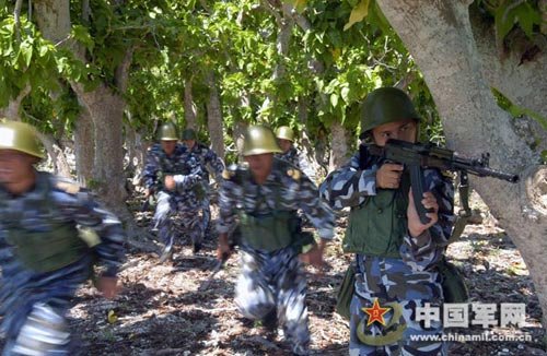 组图：海军南海舰队西沙岛上练兵忙