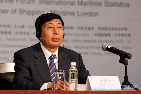图为：高端访谈环节二模式突破，嘉宾中国青岛港（集团）有限公司董事局主席、总裁常德传。（新浪财经 胡秀岩 摄）
