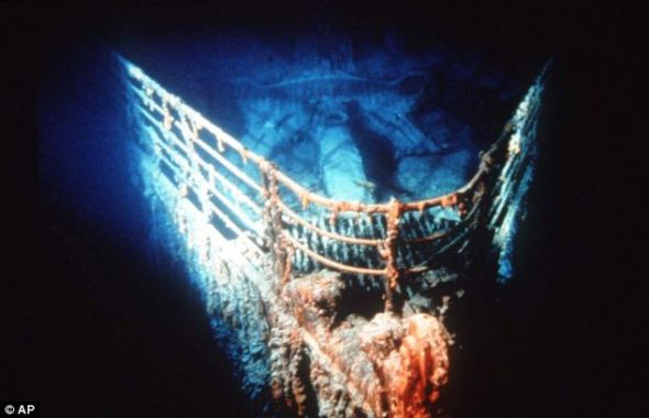 沉入北大西洋海底的“泰坦尼克”号船首残骸，残骸所在地区距离纽芬兰东南部大约400英里（约合643公里）