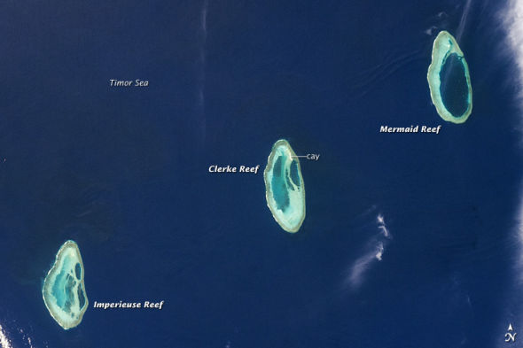 每日卫星照：帝汶海罗莱浅滩美丽景色