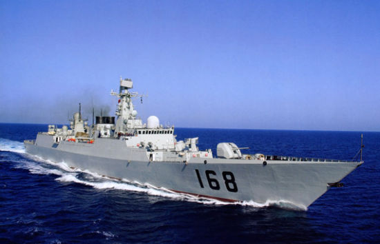 资料图：隶属南海舰队的中国海军168号驱逐舰。