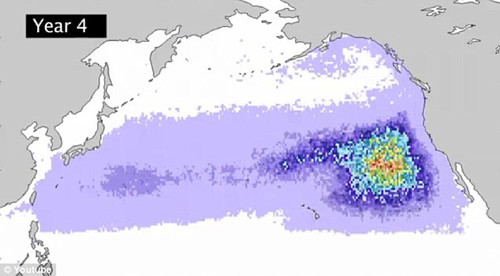  研究人员预测，日本海啸造成的2500万吨残骸将随洋流于2014年漂到加利福尼亚海岸。