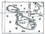 马耳他地理位置示意图