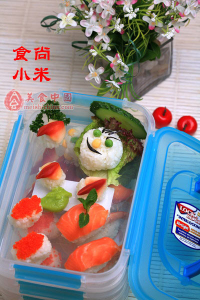 三文鱼北极贝鲜虾寿司