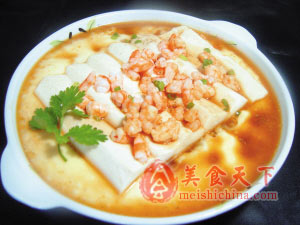 美味虾仁豆腐蒸蛋