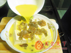 美味虾仁豆腐蒸蛋