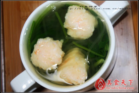 无油版鲜虾滑菠菜汤