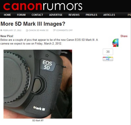佳能EOS5D Mark III高清谍照现身外网