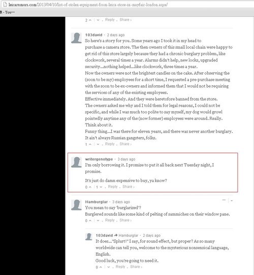盗贼将如期奉还  徕卡专卖店失窃案趣闻
