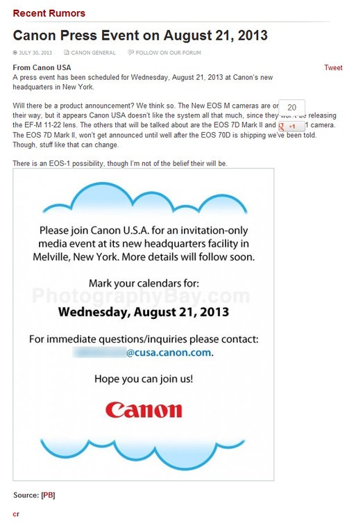 有新EOS M？网传佳能8月21开新品发布会(第一张图片有问题）