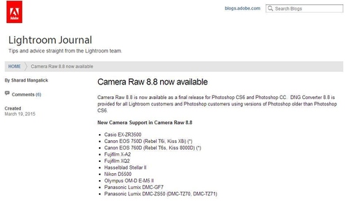 支持D5500 Camera Raw 8.8插件今日发布